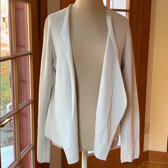 Eileen Fisher White Organic Linen Knit Angle Front Jacket Eileen Fisher White Organic Linen Knit Angle Front Jacket